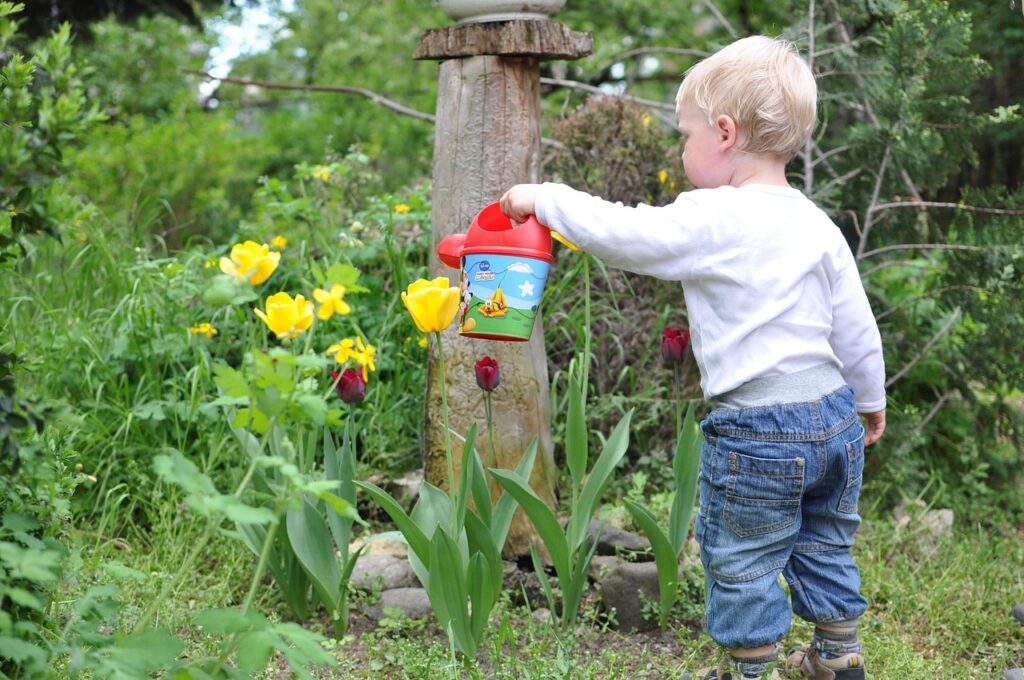 child, kid, flower background, garden, flower wallpaper, watering, flower, beautiful flowers, nature, boy